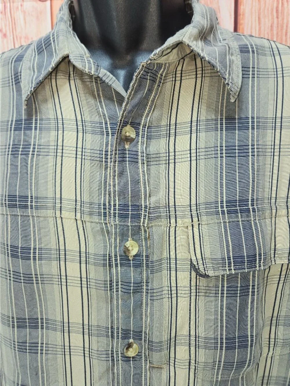 The North Face Mens Short Sleeve Gray Plaid Shirt Medium